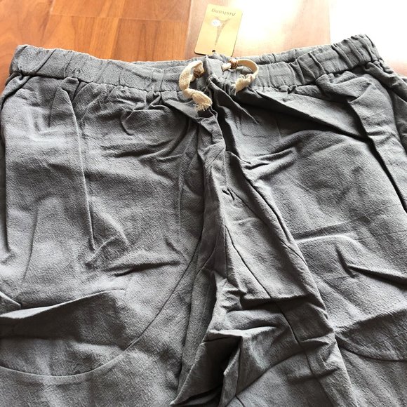 Aishang 2 Shorts Elastic Waist Linen Loose Pocket - Picture 3 of 5